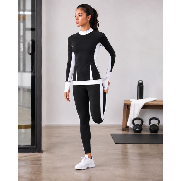 Victoria's Secret Pants - Victoria's Secret VSX Sports Jacket Legging Pants Set Blk Wht Colorblock XS / S